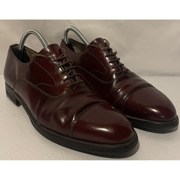 Salvatore Ferragamo Men Cherry Brown Leather Cap Toe Lace Up Dress Shoes US 8 D main image 6